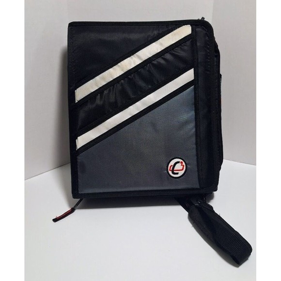 CASE-IT ZIPPER BINDER 'THE Z’ DOUBLE 1 ½ D RING BINDER STRAP HANDLE BLACK 3" - Picture 1 of 8